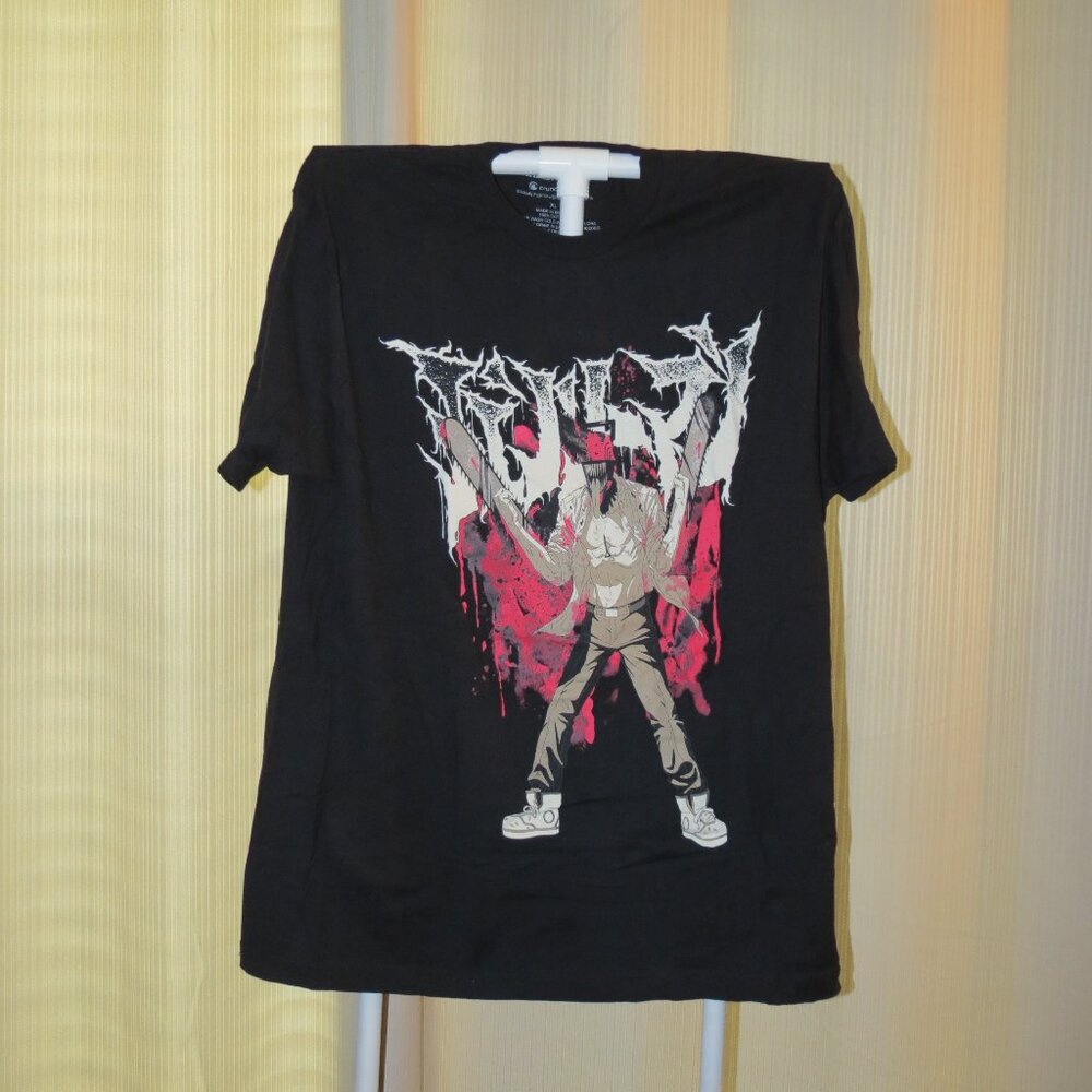 Chainsaw Man Men's Black Short Sleeve Shirt, Size XL